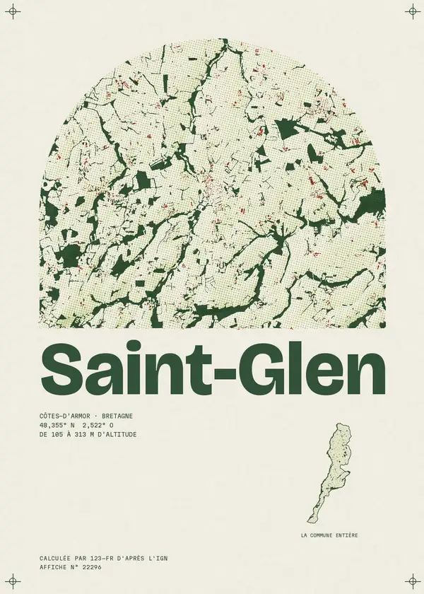 Affiche de Saint-Glen, calculée par 123-fr d'après l'IGN