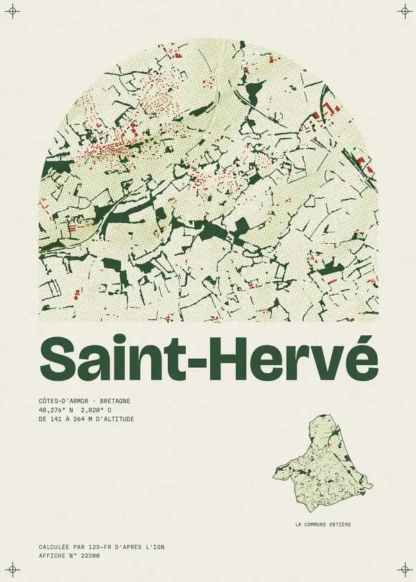 Affiche de Saint-Hervé, calculée par 123-fr d'après l'IGN