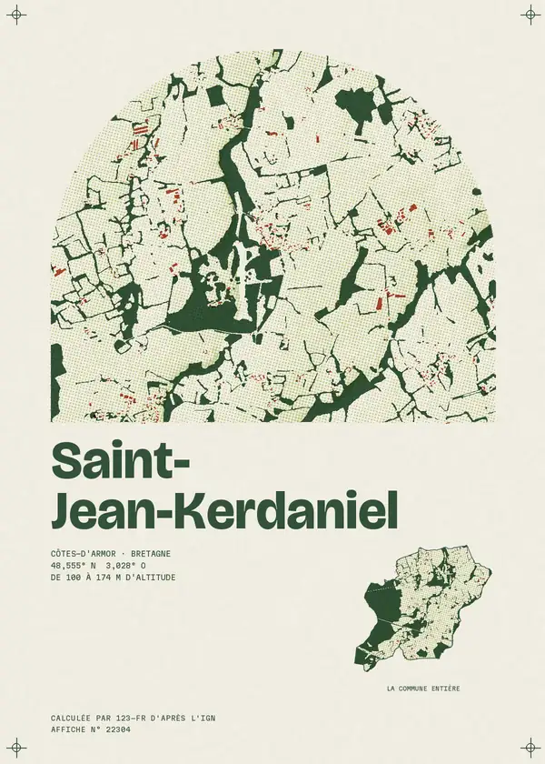 Affiche de Saint-Jean-Kerdaniel, calculée par 123-fr d'après l'IGN