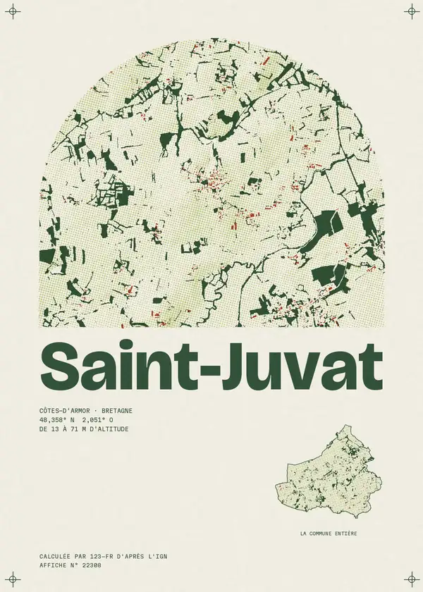 Affiche de Saint-Juvat, calculée par 123-fr d'après l'IGN
