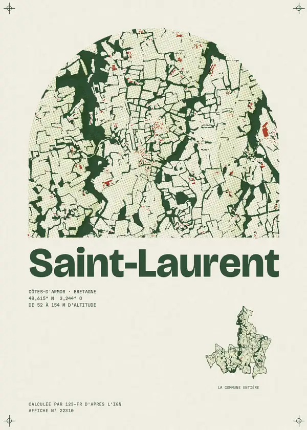Affiche de Saint-Laurent, calculée par 123-fr d'après l'IGN