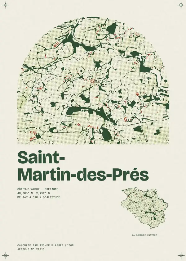 Affiche de Saint-Martin-des-Prés, calculée par 123-fr d'après l'IGN