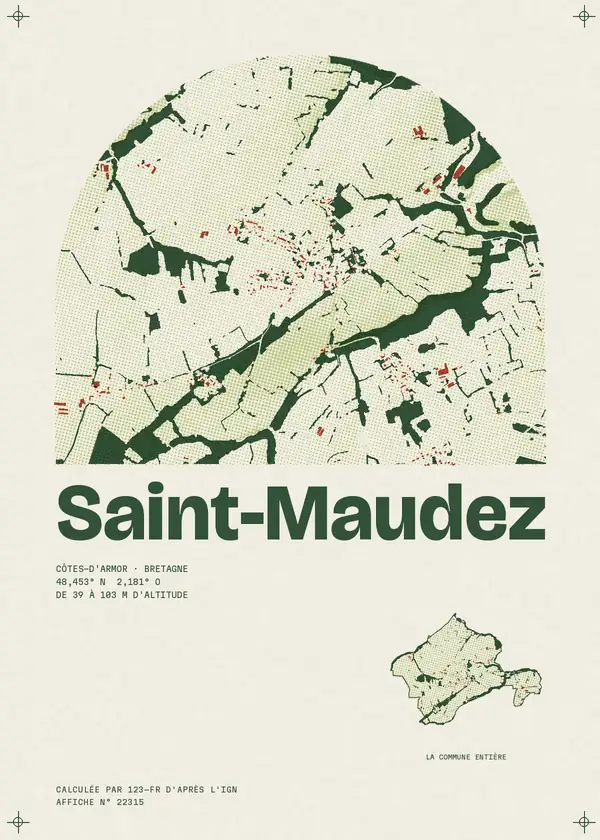 Affiche de Saint-Maudez, calculée par 123-fr d'après l'IGN