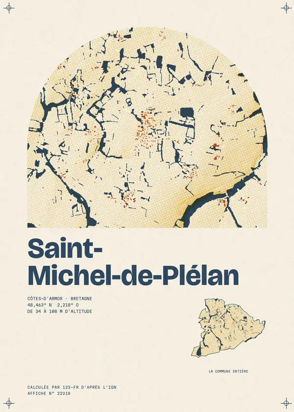 Affiche de Saint-Michel-de-Plélan, calculée par 123-fr d'après l'IGN
