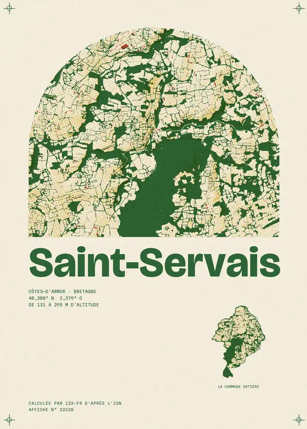 Affiche de Saint-Servais, calculée par 123-fr d'après l'IGN