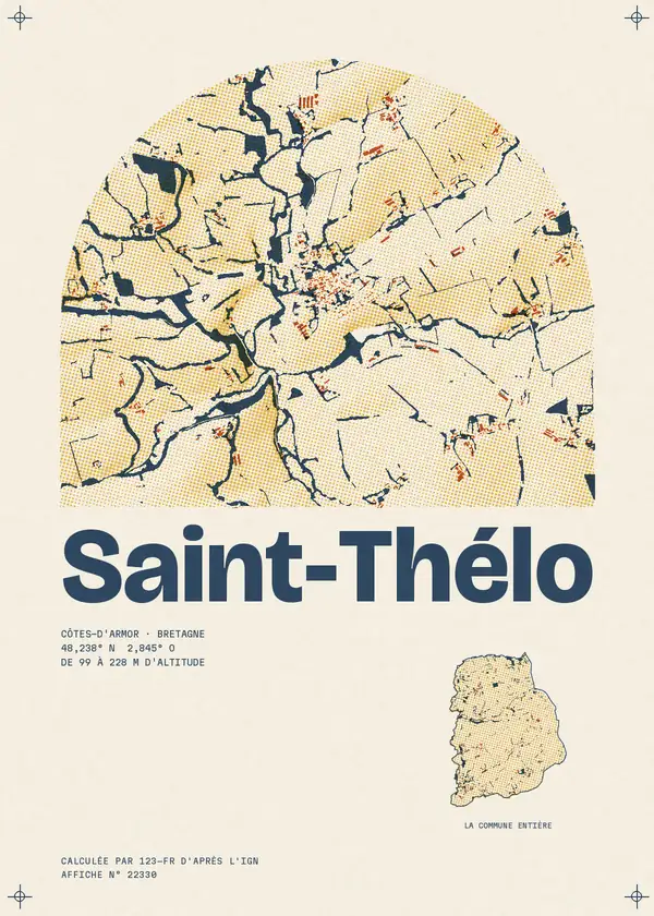 Affiche de Saint-Thélo, calculée par 123-fr d'après l'IGN