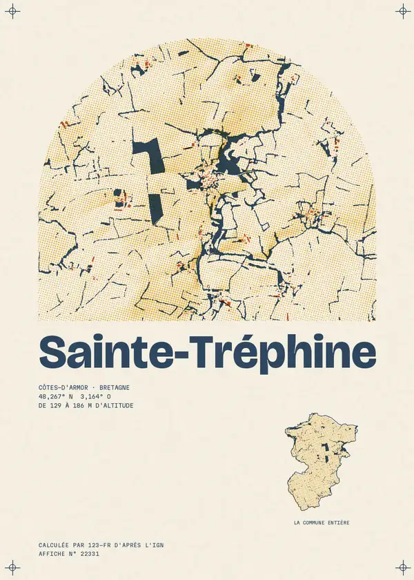 Affiche de Sainte-Tréphine, calculée par 123-fr d'après l'IGN