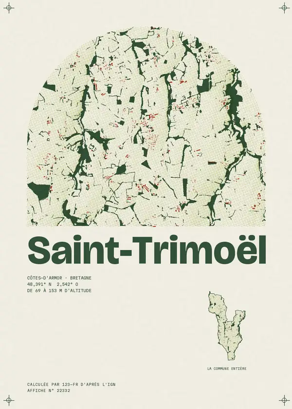 Affiche de Saint-Trimoël, calculée par 123-fr d'après l'IGN