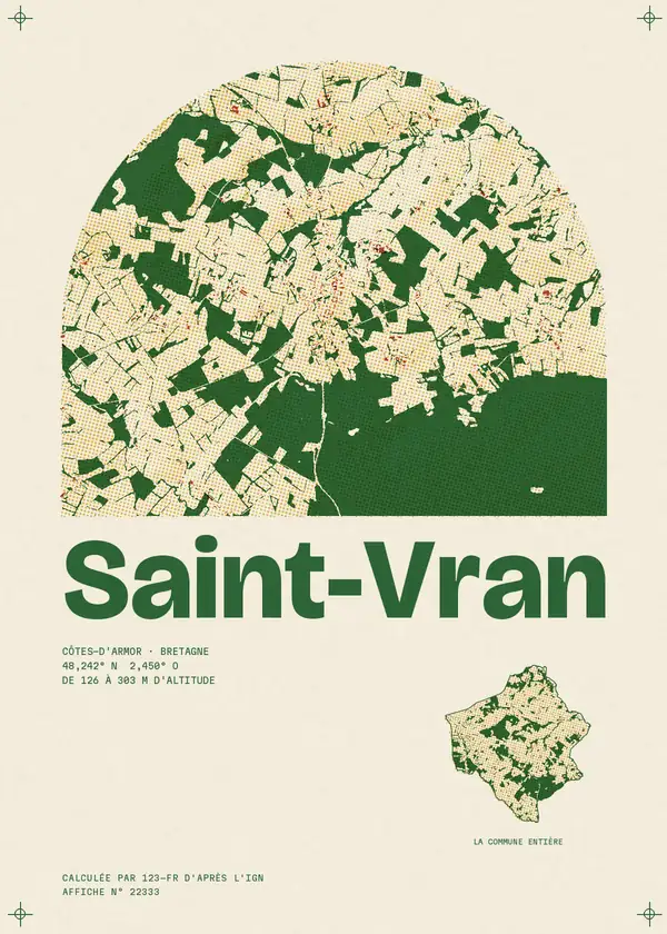 Affiche de Saint-Vran, calculée par 123-fr d'après l'IGN