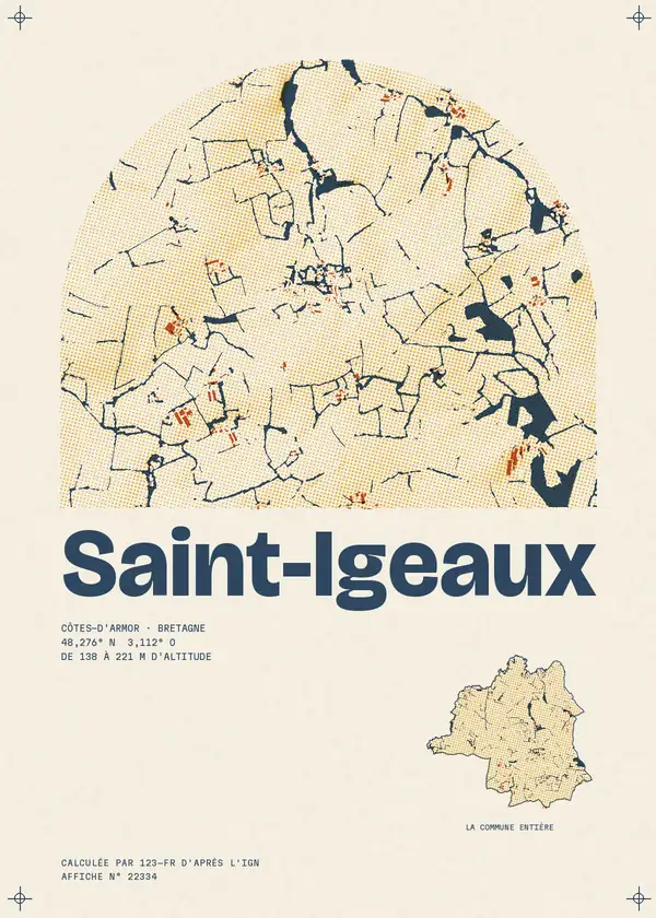 Affiche de Saint-Igeaux, calculée par 123-fr d'après l'IGN