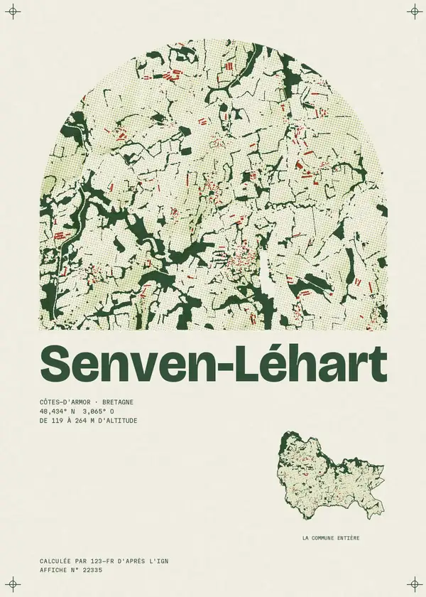 Affiche de Senven-Léhart, calculée par 123-fr d'après l'IGN