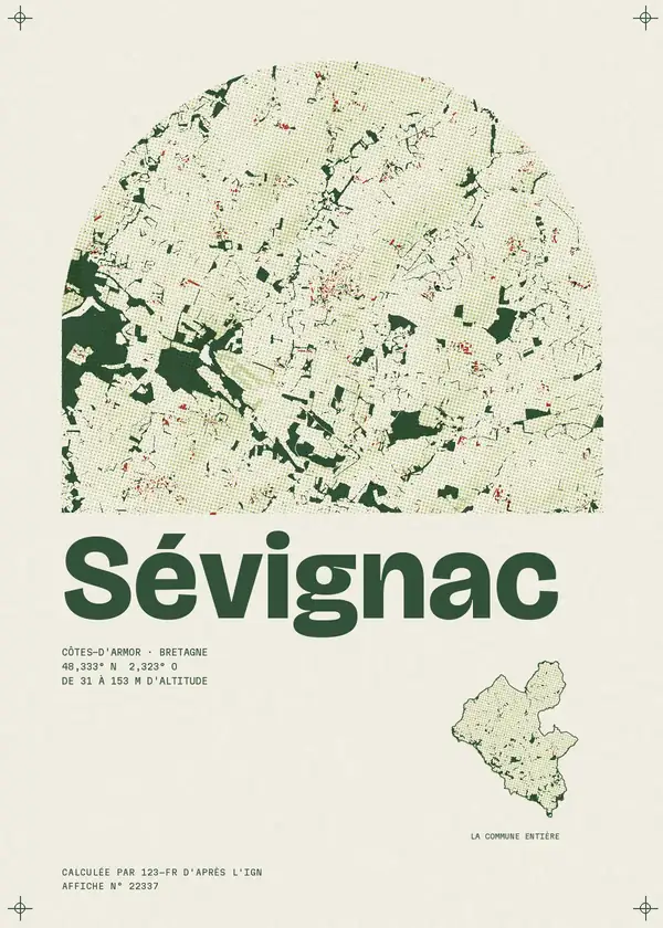 Affiche de Sévignac, calculée par 123-fr d'après l'IGN
