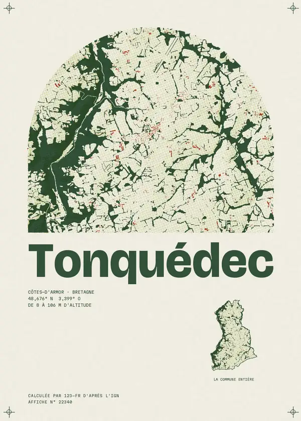 Affiche de Tonquédec, calculée par 123-fr d'après l'IGN