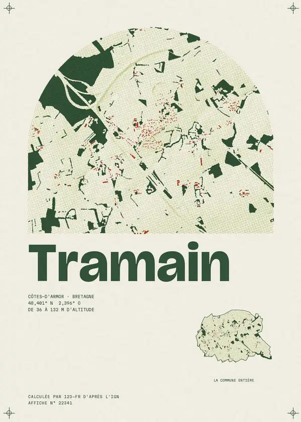Affiche de Tramain, calculée par 123-fr d'après l'IGN