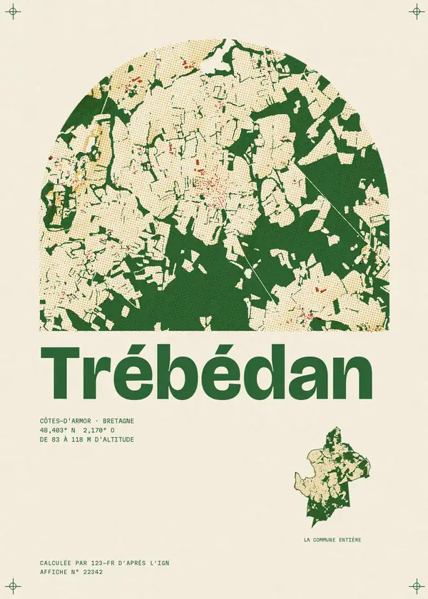Affiche de Trébédan, calculée par 123-fr d'après l'IGN