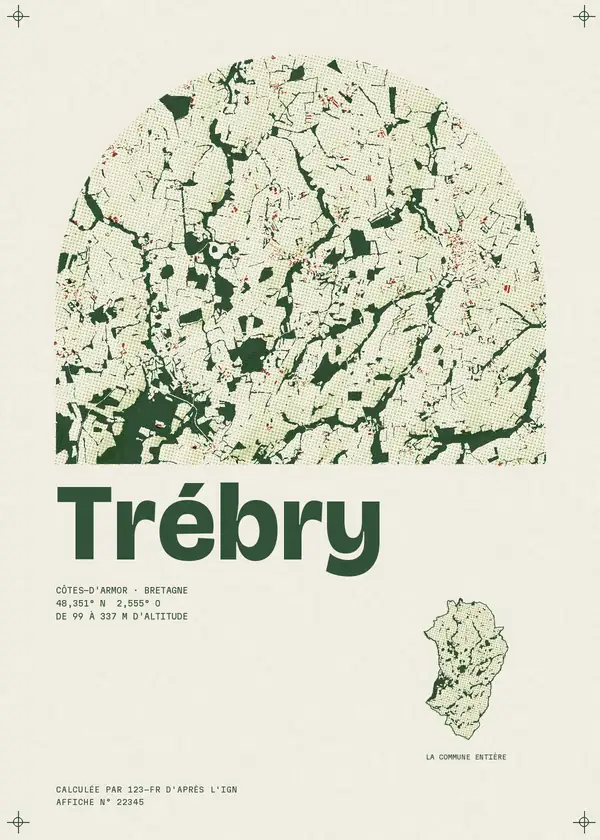 Affiche de Trébry, calculée par 123-fr d'après l'IGN