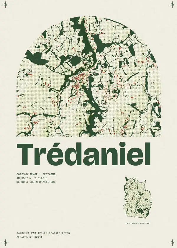 Affiche de Trédaniel, calculée par 123-fr d'après l'IGN