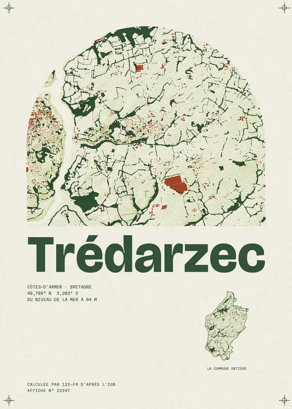 Affiche de Trédarzec, calculée par 123-fr d'après l'IGN