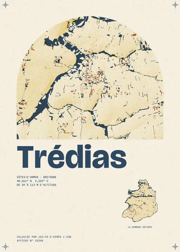 Affiche de Trédias, calculée par 123-fr d'après l'IGN