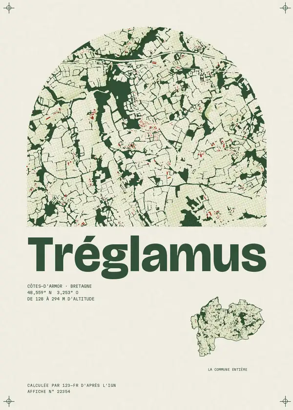 Affiche de Tréglamus, calculée par 123-fr d'après l'IGN
