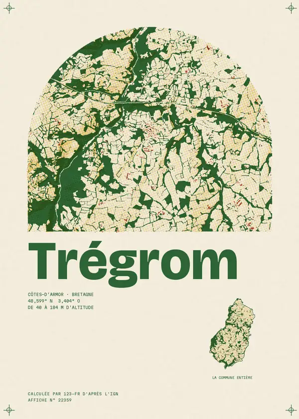 Affiche de Trégrom, calculée par 123-fr d'après l'IGN