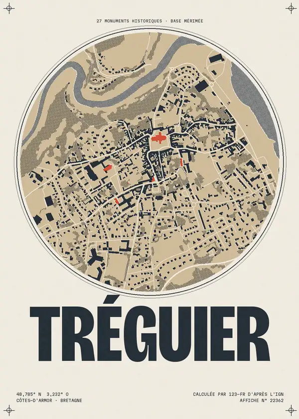 Affiche de Tréguier, calculée par 123-fr d'après l'IGN