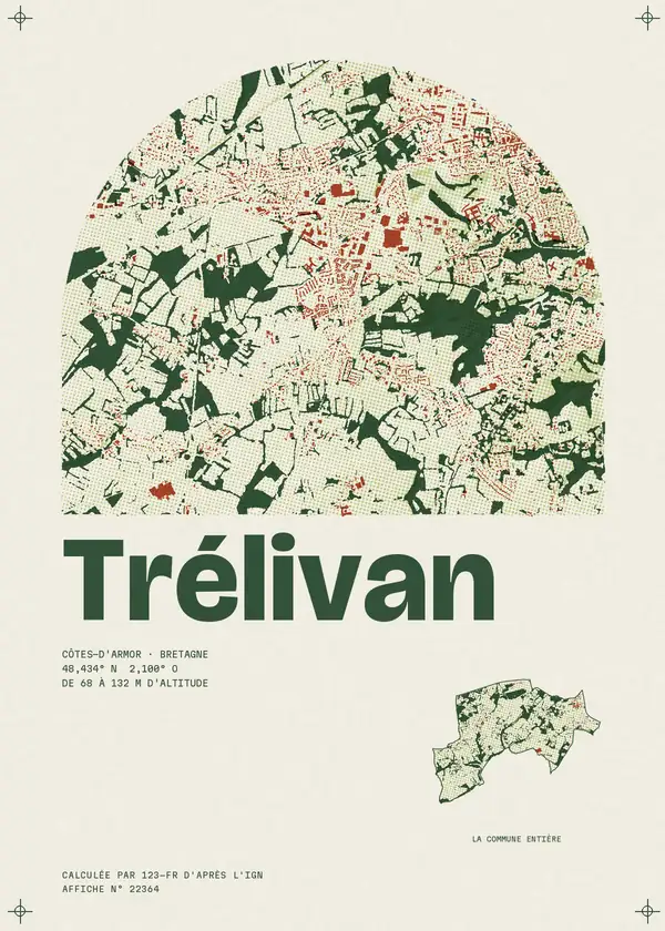 Affiche de Trélivan, calculée par 123-fr d'après l'IGN