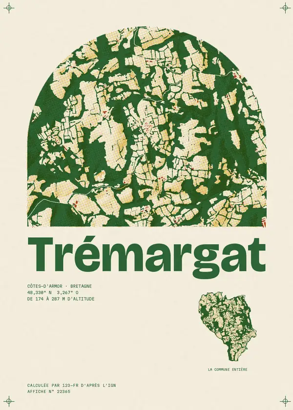 Affiche de Trémargat, calculée par 123-fr d'après l'IGN