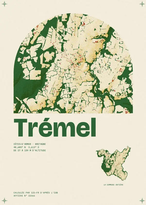 Affiche de Trémel, calculée par 123-fr d'après l'IGN