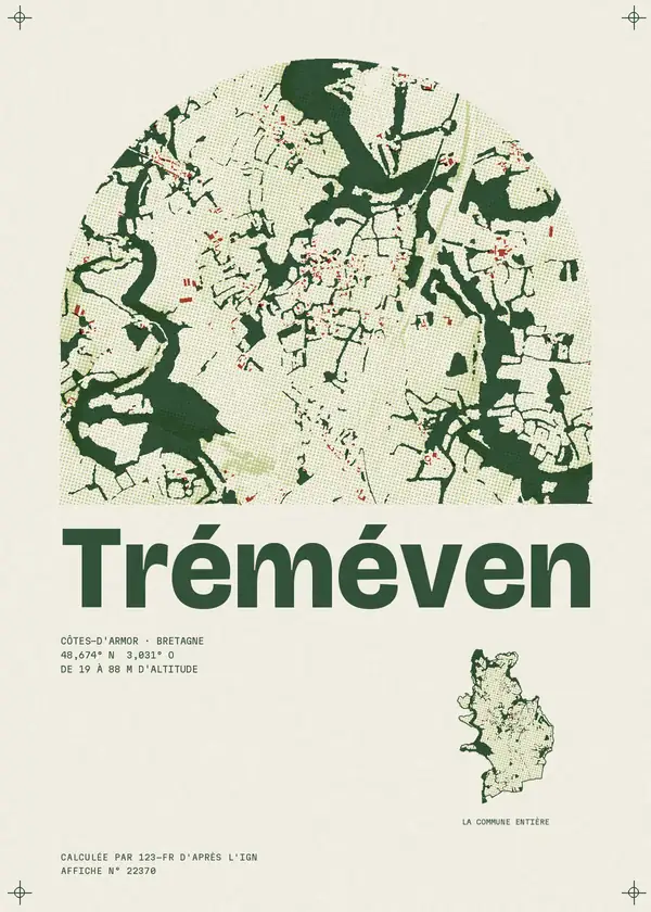 Affiche de Tréméven, calculée par 123-fr d'après l'IGN