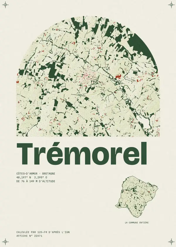Affiche de Trémorel, calculée par 123-fr d'après l'IGN