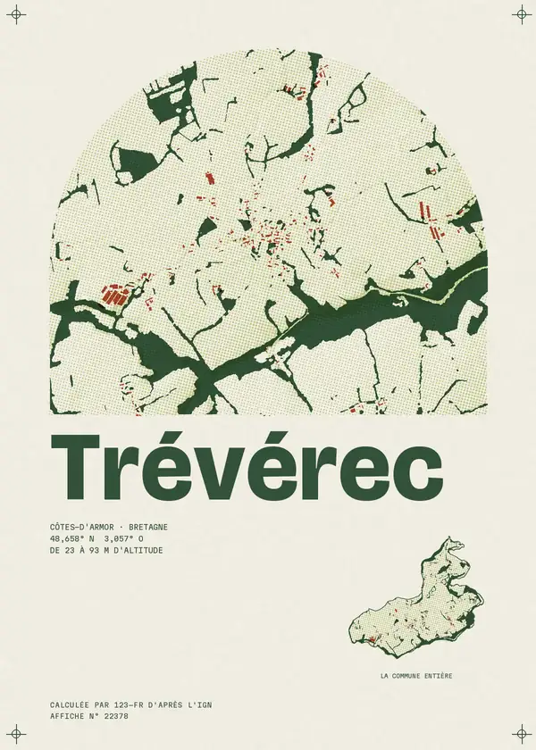 Affiche de Trévérec, calculée par 123-fr d'après l'IGN