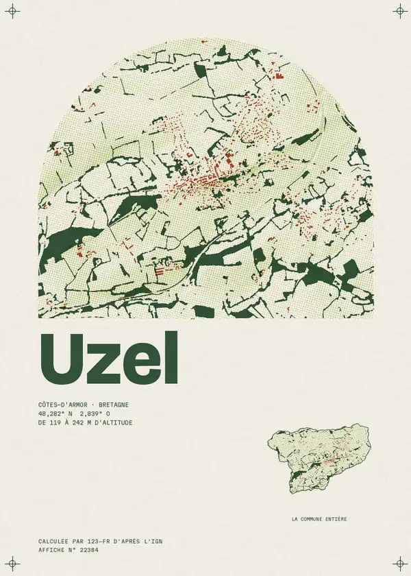 Affiche de Uzel, calculée par 123-fr d'après l'IGN