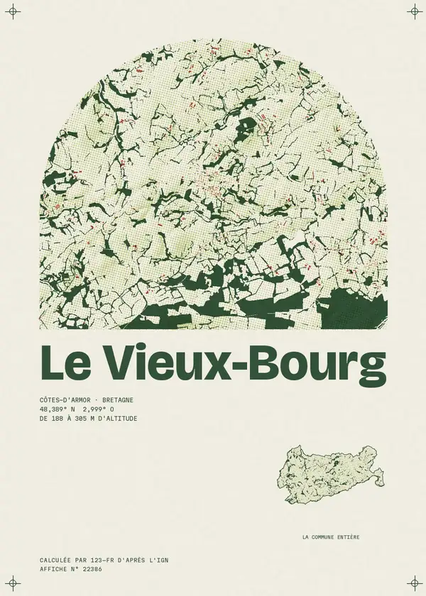 Affiche de Le Vieux-Bourg, calculée par 123-fr d'après l'IGN