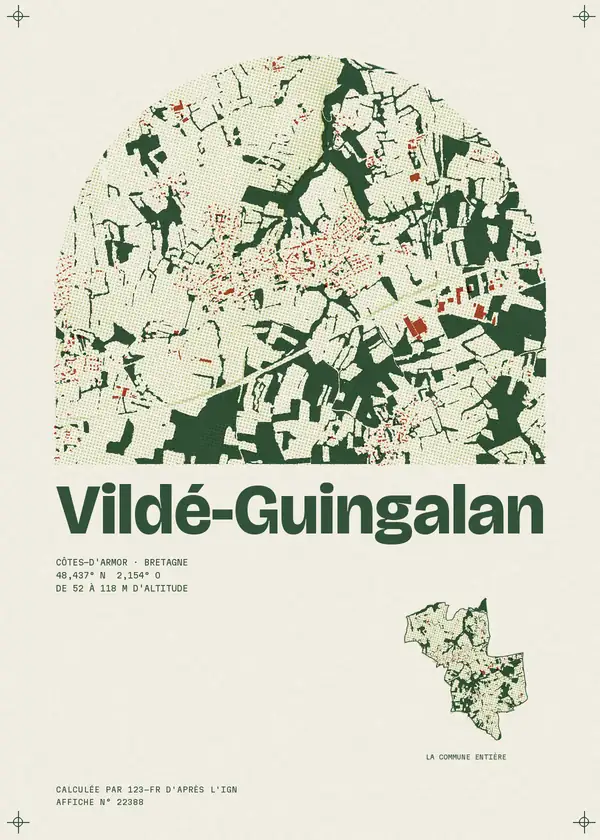 Affiche de Vildé-Guingalan, calculée par 123-fr d'après l'IGN