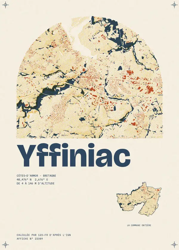 Affiche de Yffiniac, calculée par 123-fr d'après l'IGN