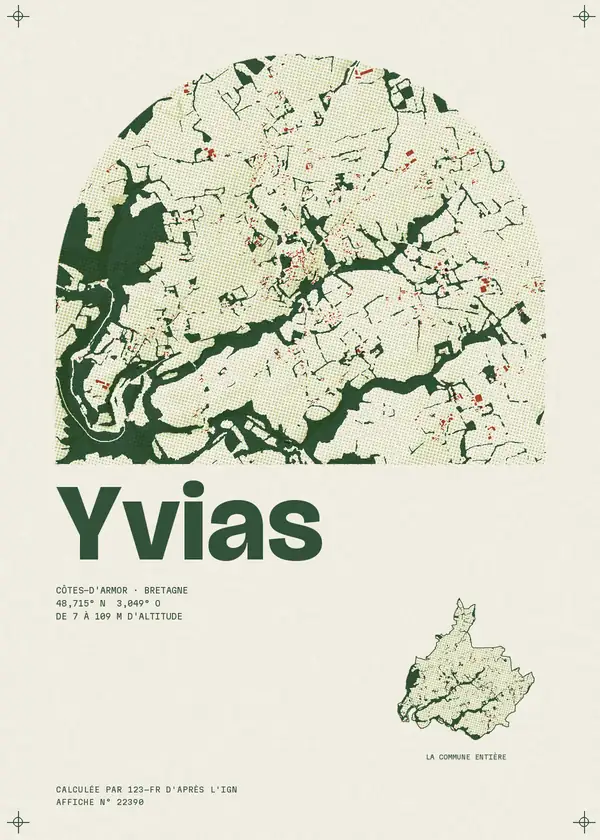 Affiche de Yvias, calculée par 123-fr d'après l'IGN