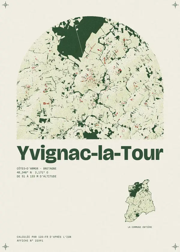 Affiche de Yvignac-la-Tour, calculée par 123-fr d'après l'IGN