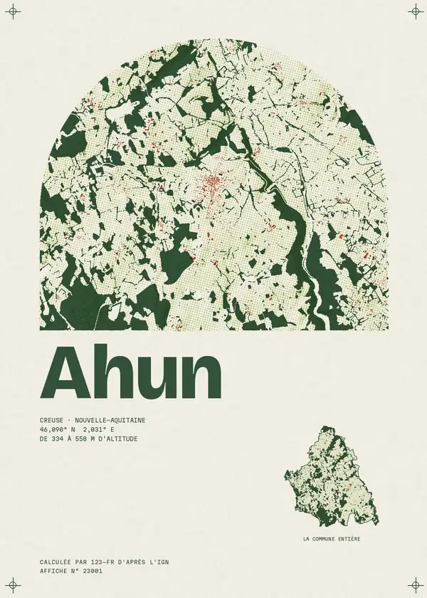 Affiche de Ahun, calculée par 123-fr d'après l'IGN