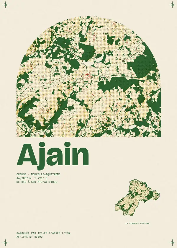 Affiche de Ajain, calculée par 123-fr d'après l'IGN