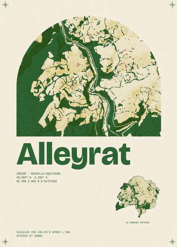 Affiche de Alleyrat, calculée par 123-fr d'après l'IGN