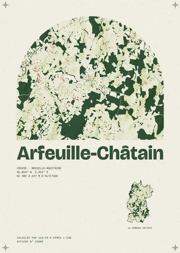 Affiche de Arfeuille-Châtain, calculée par 123-fr d'après l'IGN