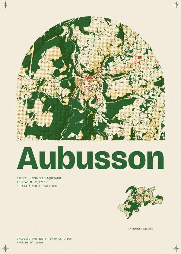 Affiche de Aubusson, calculée par 123-fr d'après l'IGN