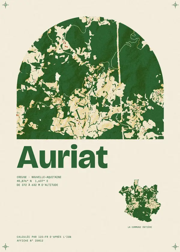 Affiche de Auriat, calculée par 123-fr d'après l'IGN