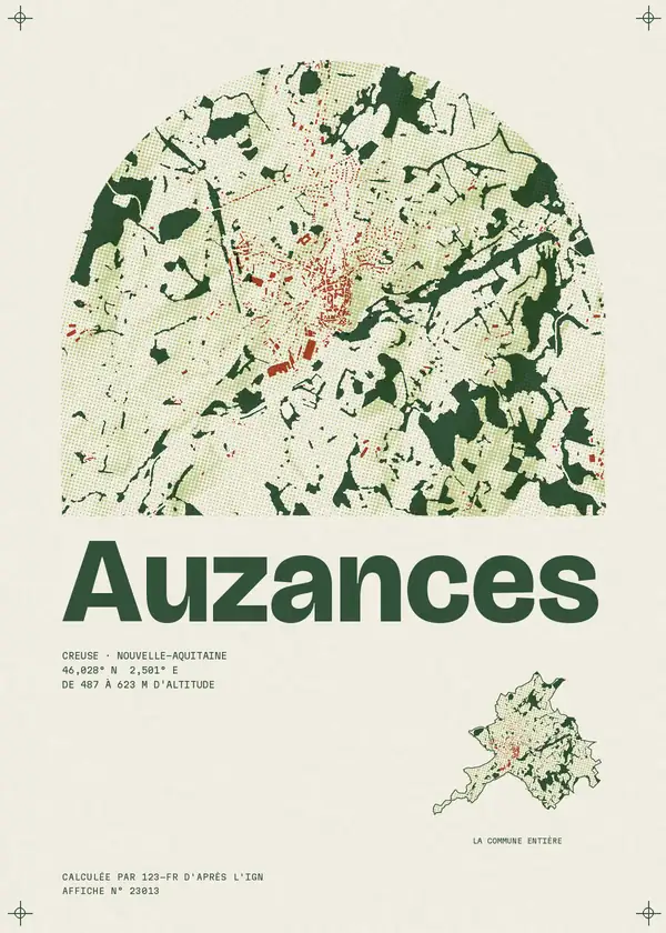 Affiche de Auzances, calculée par 123-fr d'après l'IGN