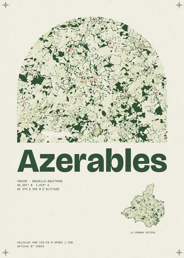 Affiche de Azerables, calculée par 123-fr d'après l'IGN
