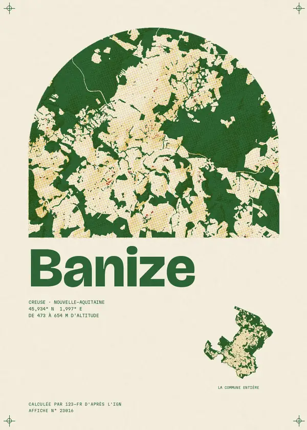 Affiche de Banize, calculée par 123-fr d'après l'IGN
