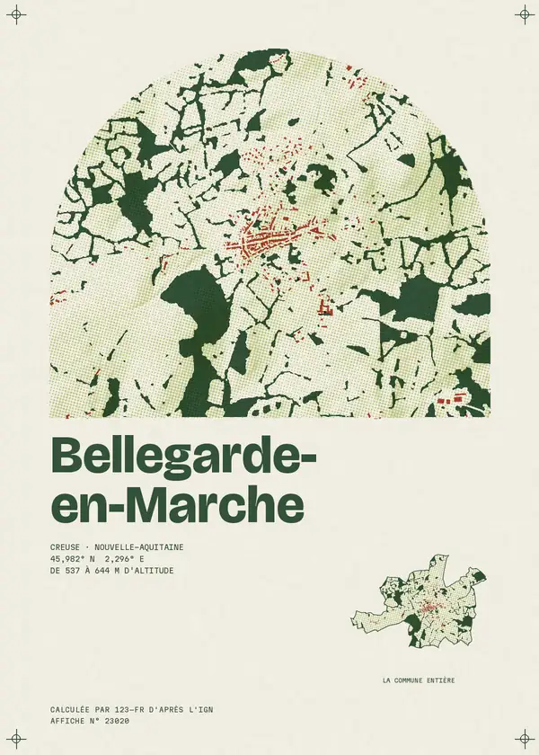 Affiche de Bellegarde-en-Marche, calculée par 123-fr d'après l'IGN