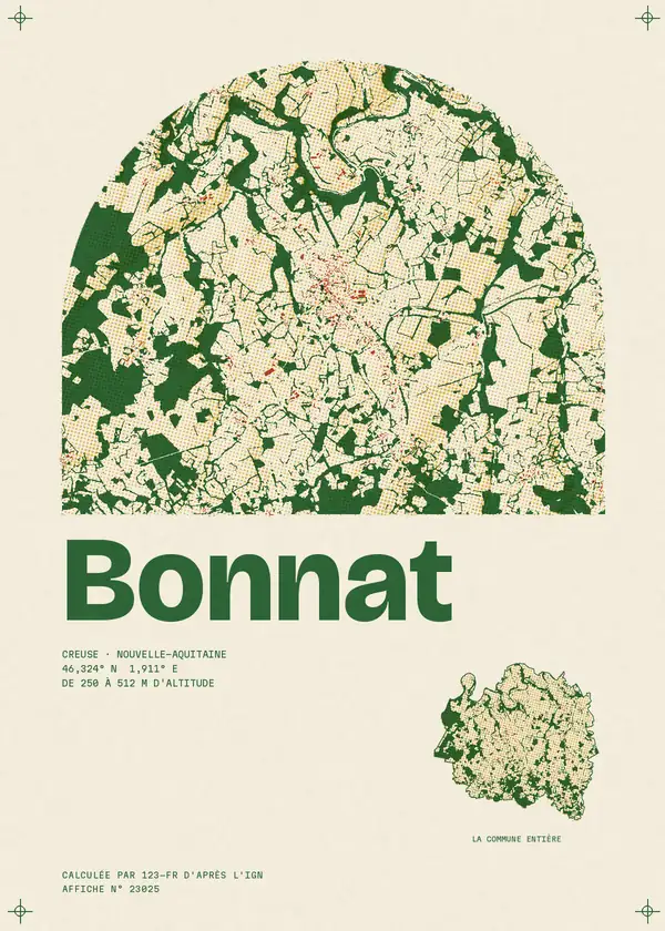 Affiche de Bonnat, calculée par 123-fr d'après l'IGN