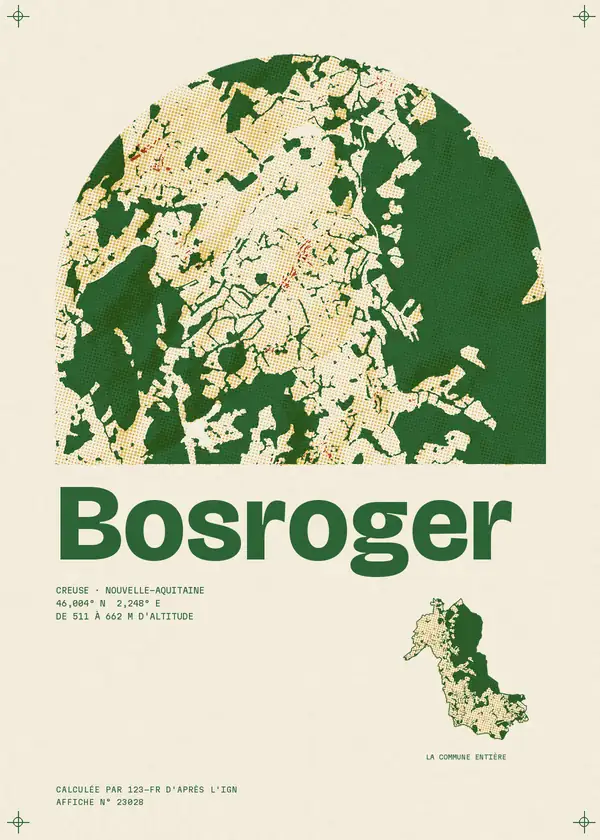 Affiche de Bosroger, calculée par 123-fr d'après l'IGN